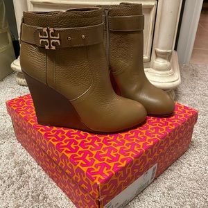 Tory Burch Leather Wedge Bootie